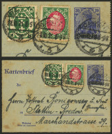 GERMANY - DANZIG: 20Pf. Lettercard Overprinted "Danzig" + Additional Postage, Sent To Stettin On 27/OC/1921, Interesting - Otros & Sin Clasificación