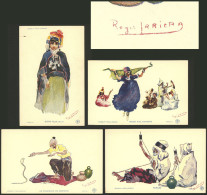 ARGELIA: TYPICAL COSTUMES: 11 Beautiful Old Postcards, Very Nice Views, Signed "Roger Riera"?, Very Fine Quality. IMPORT - Andere & Zonder Classificatie