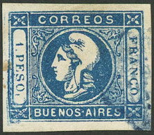 ARGENTINA: GJ.14b, 1P. Clear Impression, With Partial Double Impression, Rare Cancel Of MENSAJERÍA PICOT, Excellent Qual - Sonstige & Ohne Zuordnung