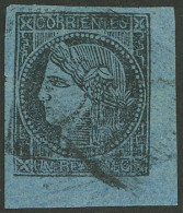 ARGENTINA: GJ.1, Un Real MC, Type 6, Used With Mute "square Of 16 Lines" Cancel Of Corrientes, VF, Rare! With Alberto So - Corrientes (1856-1880)