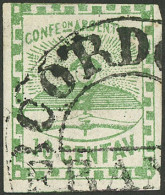 ARGENTINA: GJ.2, 10c. Green, With Semi-circle CORDOBA-FRANCA Cancel, Tiny Defect On Back, Superb Front, Rare, Signed By  - Autres & Non Classés