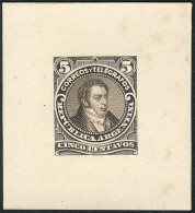 ARGENTINA: GJ.106, 1889 5c. Rivadavia, Die Proof Of The SECOND STAGE In The Evolution Of The Design (adopted), Chestnut- - Autres & Non Classés