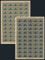 ARGENTINA: GJ.135/6, 1892 Discovery Of America 400 Years, Ships, Set Of 2 Values In COMPLETE SHEETS Of 50, Mint Never Hi - Other & Unclassified