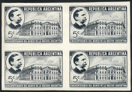 ARGENTINA: GJ.853, 1941 Banco De La Nación Argentina, PROOF In Slate Gray, Imperforate Block Of 4 Printed On Paper Of Gl - Altri & Non Classificati