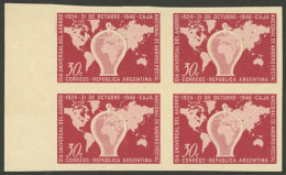 ARGENTINA: GJ.940, 1946 World Thrift Day, PROOF In The Adopted Color, Imperforate Block Of 4 Printed On Unsurfaced Paper - Sonstige & Ohne Zuordnung