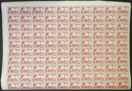 ARGENTINA: GJ.4, Cinderella Of 10c. Mermoz, COMPLETE SHEET Of 100 Examples, As The Day It Was Printed, From A Recent Fin - Other & Unclassified