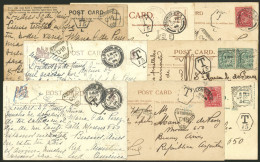 ARGENTINA: 8 Postcards Sent From Great Britain To Argentina In 1904, All With Insufficient Postage And Due Marks, Attrac - Other & Unclassified