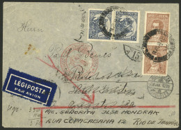 ARGENTINA: COVER FORWARDED WITH NEW POSTAGE: Airmail Cover Sent From HUNGARY To Buenos Aires On 12/JUL/1938 Via Germany  - Sonstige & Ohne Zuordnung