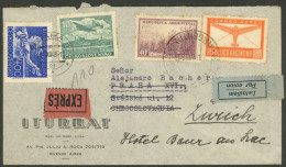 ARGENTINA: MIXED POSTAGE: 29/NO/1948 Buenos Aires - Czechoslovakia - Switzerland, Express Airmail Cover Sent From Buenos - Andere & Zonder Classificatie