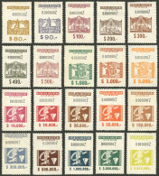 ARGENTINA: SPECIMENS With Numbering "0.000.000", "Z" Series, Ley De Sellos, Lot Of 20 Stamps Of Values Between $80 And $ - Other & Unclassified