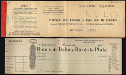 ARGENTINA: Old Checkbook With Several Dozens Unused Cheques Of Banco De Italia Y Río De La Plata, Excellent Quality, Rar - Zonder Classificatie