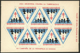 ARGENTINA: Argentine League Of Fight Against Tuberculosis: Charity Cinderella Of Year 1968, Complete Sheet Of 10 Labels  - Cinderellas