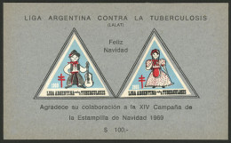 ARGENTINA: Argentine League Of Fight Against Tuberculosis: Charity Cinderella Of Year 1969, 2 Stamps Affixed To A Specia - Erinnofilia
