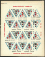 ARGENTINA: Argentine League Of Fight Against Tuberculosis: Charity Cinderella Of Year 1969, Complete Sheet Of 20 Labels, - Cinderellas