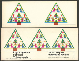 ARGENTINA: Argentine League Of Fight Against Tuberculosis: Year 1982 (Christmas Tree, Angels), Sheet Of 12 Self-adhesive - Vignetten (Erinnophilie)