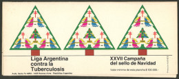 ARGENTINA: PERFORATION PROOF: Argentine League Of Fight Against Tuberculosis: Year 1982 (Christmas Tree, Angels), Large  - Erinnofilia
