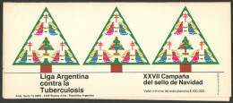 ARGENTINA: PERFORATION PROOF: Argentine League Of Fight Against Tuberculosis: Year 1982 (Christmas Tree, Angels), Large  - Erinnophilie