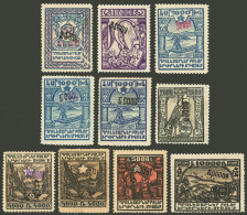 ARMENIA: Sc.317 + 320 + 321/323 + 327 + 328 + 329 + 331 + 333, 1922 10 Stamps Overprinted With New Values, Unusued, With - Armenië