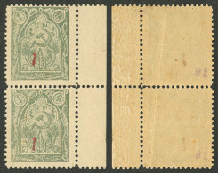 Delcampe - ARMENIA: Sc.360, 1922 1k. On 1r. Perforated, Pair, Mint Original Gum, Red Overprint (type III), Very Light Vertical Crea - Arménie