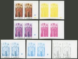 ARMENIA: Sc.490, 1995 80d. Christianity In Armenia, IMPERFORATE PAIR + 6 Different Imperf Pairs (progressive Color Proof - Arménie