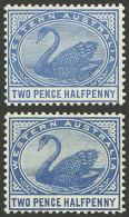 AUSTRALIA: Sc.64, 1890 2½p, 2 Examples In Blue And Light Blue, MNH, Excellent Quality! - Other & Unclassified