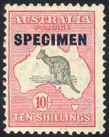 AUSTRALIA: Sc.127, 1931/6 Kangaroo And Map 10s., With Watermark "C Of A With Small Crown", Perf 11½x12, SPECIMEN Overpri - Andere & Zonder Classificatie