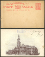 AUSTRALIA: 1p. Postal Card Of New South Wales With Photograph Printed On Back: Town Hall, Sidney", With Defects But Inte - Other & Unclassified