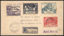 BAHAMAS: Registered Cover Sent From Nassau To Rio De Janeiro On 10/OC/1949, Franked With The Set Of UPU 75 Years, Very N - Otros & Sin Clasificación