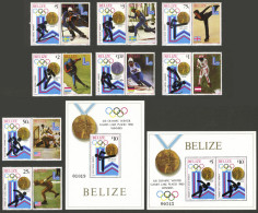 BELIZE: Sc.461/70, 1979 Lake Placid Olympic Games, Set Of 8 Stamps + 2 Souvenir Sheets, MNH, VF Quality! - Belize (1973-...)