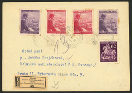 BOHEMIA AND MORAVIA: 10/AP/1943 Lhota - Praha: Registered Cover With Nice Postage Of German Occupation, With Some Staini - Otros & Sin Clasificación