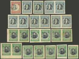 BOLIVIA: Sc.92a, 93a, 94a, Lot Of IMPERFORATE Singles And Pairs, Mint With Or Without Gum, SEVERAL WITH WATERMARK, In Ge - Bolivia