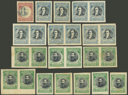 BOLIVIA: Sc.92a, 93a, 94a, Lot Of IMPERFORATE Singles And Pairs, Mint With Or Without Gum, SEVERAL WITH WATERMARK, In Ge - Bolivie