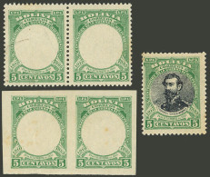 BOLIVIA: Sc.92, 2 Pairs With The CENTER OMITTED, Perforated And Imperforate, BOTH WITH WATERMARK, Mint, With Small Defec - Bolivien