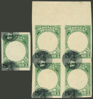 BOLIVIA: Sc.92, Single WITH Watermark And Block Of 4, Both Imperforate And With The Center Inverted And Very Shifted, VF - Bolivia