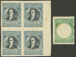 BOLIVIA: Sc.92 + 94, The Former With Variety CENTER OMITTED And The Other One In Imperforate Block Of 4, Both With Stain - Bolivie