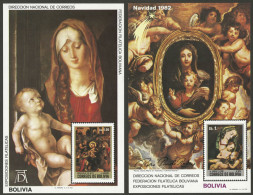 BOLIVIA: Year 1982, Christmas (religious Paintings), Set Of 2 MNH Souvenir Sheets, Scott Catalog Value US$125 - Bolivien