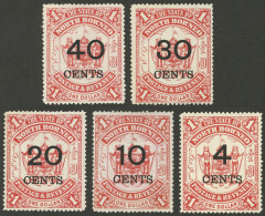 NORTH BORNEO: Sc.74/78, 1895 Complete Set Of 5 Overprinted Values, Mint Lightly Hinged, Very Fresh Gum, Very Fine Qualit - Borneo Septentrional (...-1963)