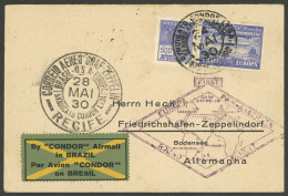 BRAZIL: Sc.4CL4 (RHM.Z-3), Franking A Cover Sent By Zeppelin From Rio To Germany On 24/MAY/1930, VF! - Other & Unclassified