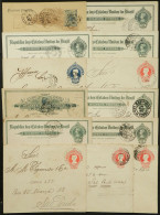 BRAZIL: 13 Postal Stationeries Posted Between 1904 And 1915, All With Interesting Train Postmars, Traveling PO Cancels,  - Autres & Non Classés