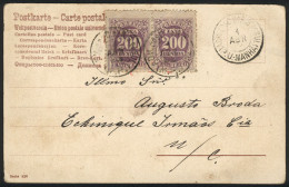 BRAZIL: Postcard Used In Rio Grande Do Sul On 1/AP/1909, Franked With 400Rs. Using A Pair Of Postage Due Stamps Of 200Rs - Andere & Zonder Classificatie