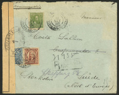 BRAZIL: 18/SE/1916 Pará - Sweden: Registered Cover Franked With 950rs., With French Censor Label And Stockholm Arrival M - Sonstige & Ohne Zuordnung