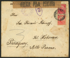BRAZIL: 1/MAR/1918 Santa Cruz - Colonia Hohenau (Paraguay), Cover Franked With 200rs., And Interesting CENSOR Marks, Som - Autres & Non Classés