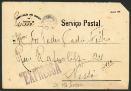 BRAZIL: Official Mail Envelope Posted On 14/MAR/1924 With Violet EXPRESSA Mark, Interesting! - Altri & Non Classificati