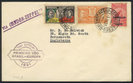 BRAZIL: ZEPPELIN: Cover Franked By RHM.Z-10 + Other Values, From Rio To England On 1/SE/1931, VF Quality! - Andere & Zonder Classificatie