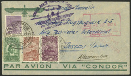 BRAZIL: 31/AU/1932 Rio - Germany, Airmail Cover Sent By Zeppelin, Violet Handstamp Of The Flight, Transit Backstamp Of F - Andere & Zonder Classificatie