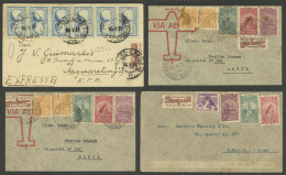 BRAZIL: 4 Airmail Covers Used In 1933/4, Very Nice Postages, Fine To VF Quality! - Sonstige & Ohne Zuordnung