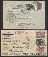 BRAZIL: 2 Airmail Covers Sent To Netherlands And Germany In 1935 And 1939, Both Via Condor, Very Nice! - Sonstige & Ohne Zuordnung