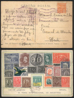 BRAZIL: PC With Nice View Of Postage Stamps And Advertising For The Intl. Exhibition, Used In Rio In OC/1936, Very Nice! - Autres & Non Classés