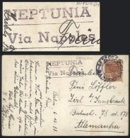 BRAZIL: PC Sent From Bahia To Germany On 8/DE/1938, With Mark "NEPTUNIA - VIA NAPOLES", Interesting!" - Andere & Zonder Classificatie