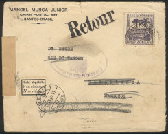 BRAZIL: Cover Franked By RHM.C-134 Alone And Sent From Santos To CASABLANCA (MOROCCO). It Bears Transit Marks Of Madrid  - Andere & Zonder Classificatie